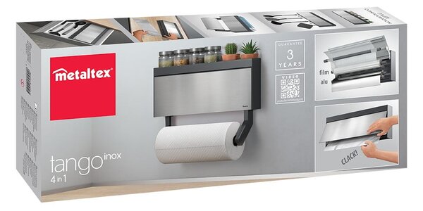 Suport de perete pentru prosoape de hârtie și folii de bucătărie Metaltex Tango Inox