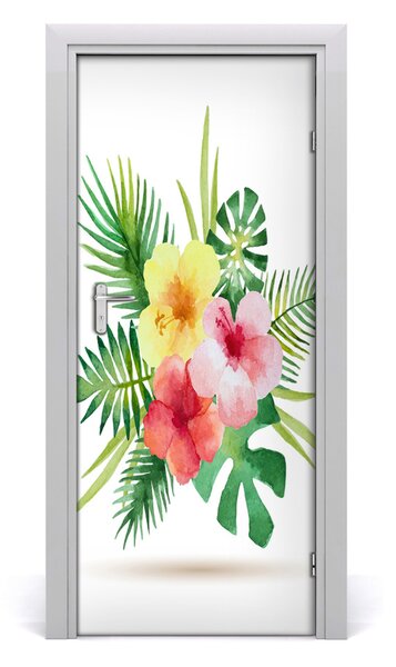 Autocolante pentru usi flori Hawaii