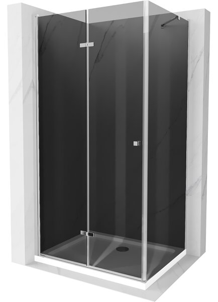 Mexen Lima cabină de duș pliabilă 80 x 120 cm, Grafit, Crom + cadă de duș Flat, Albă - 856-080-120-01-40-4010