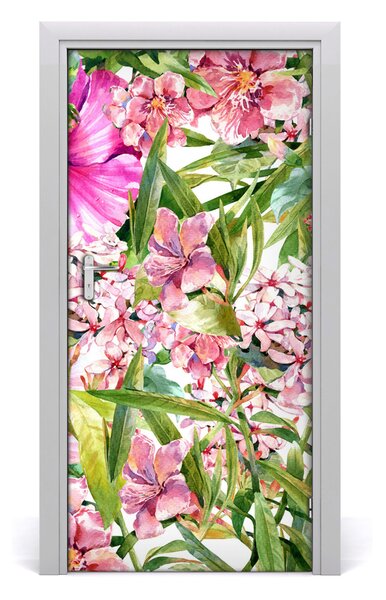 Autocolante pentru usi flori tropicale
