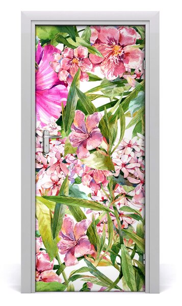Autocolante pentru usi flori tropicale