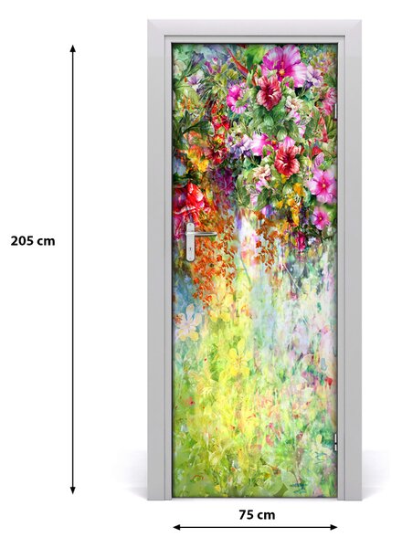 Autocolante pentru usi Autocolant de perete decal flori colorate UȘĂ