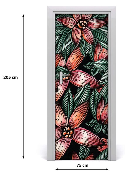Autocolante pentru usi flori tropicale