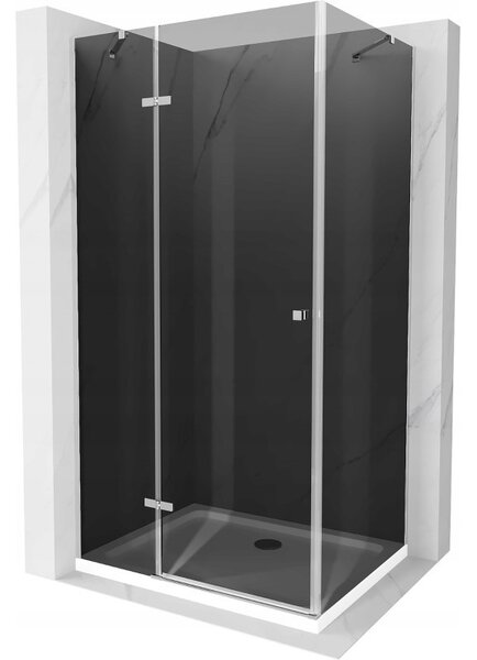 Mexen Roma cabină de duș cu balamale 80 x 120 cm, Grafit, Crom + cadă de duș Flat, Albă - 854-080-120-01-40-4010
