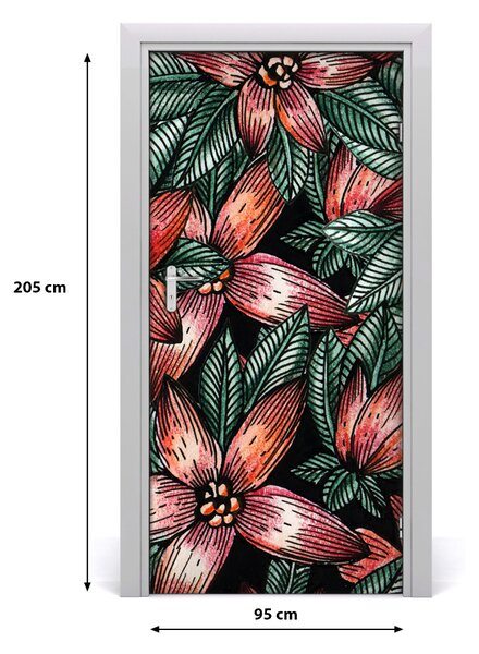Autocolante pentru usi flori tropicale