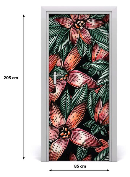 Autocolante pentru usi flori tropicale