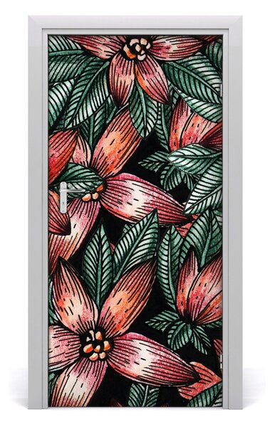 Autocolante pentru usi flori tropicale
