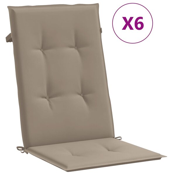 Perne scaun spătar înalt 6 buc., gri taupe, 120x50x3 cm, textil
