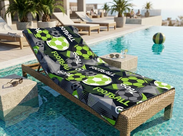 Prosop de plaja XL cu uscare rapida GOAL colorat 100 x 180 cm, 100% microfibra