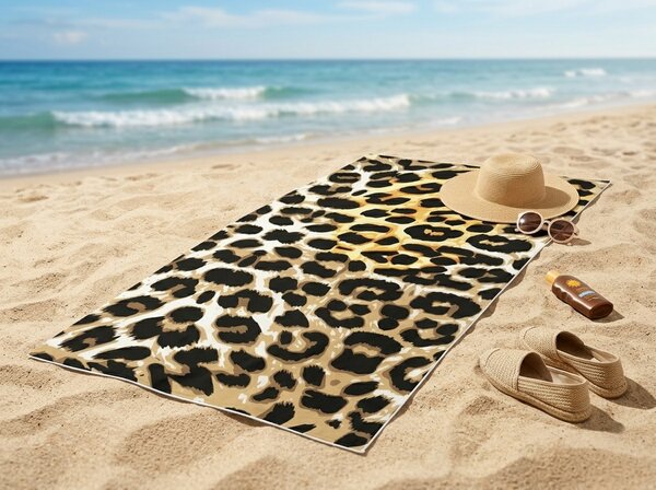 Prosop de plaja XL cu uscare rapida SAVANNA colorat 100 x 180 cm, 100% microfibra