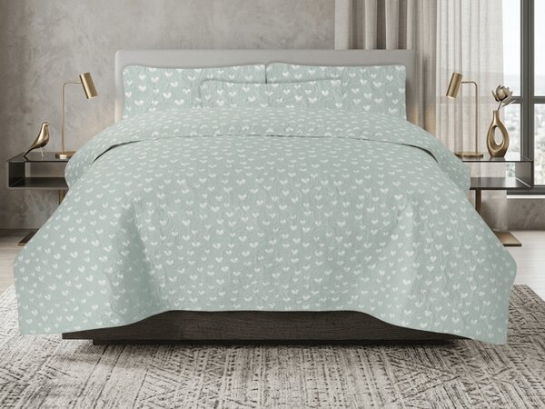 Cuvertura de pat STARS HEARTS, verde Dimensiune: 170 x 210 cm