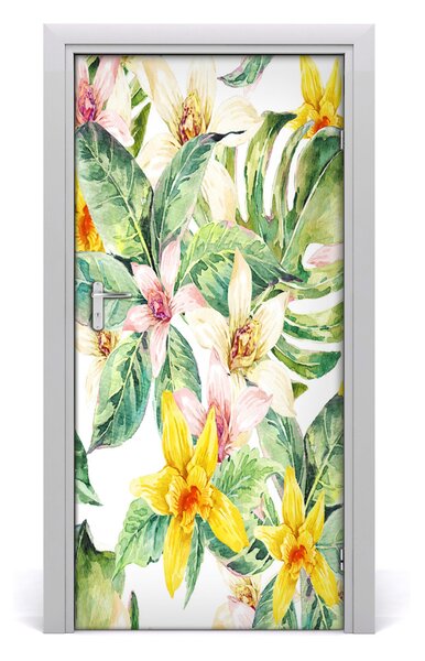 Autocolante pentru usi flori tropicale