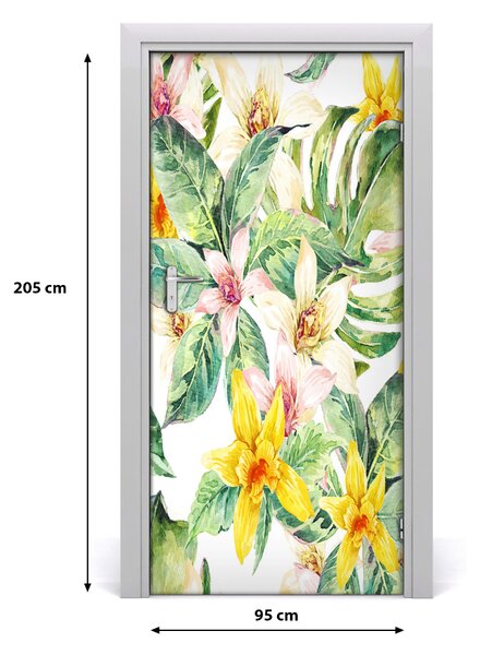 Autocolante pentru usi flori tropicale