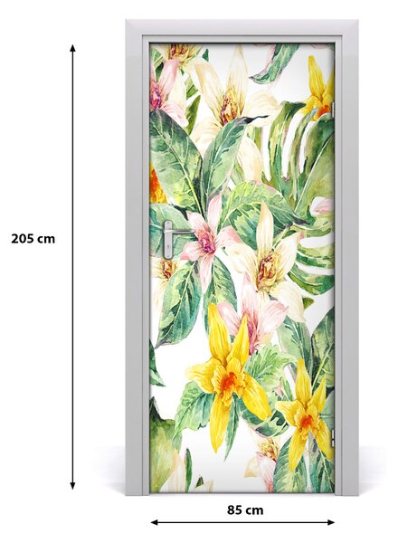 Autocolante pentru usi flori tropicale