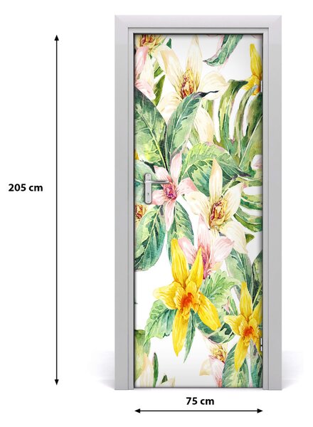 Autocolante pentru usi flori tropicale
