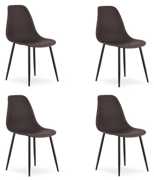 Set 4 scaune maro închis OSAKA cu picioare negre