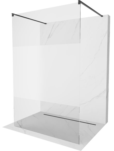 Mexen Kioto, paravan de duș 100 x 200 cm, sticlă transparentă/mat 8 mm, 2x distanțier stabilizator negru, 800-100-002-70-35