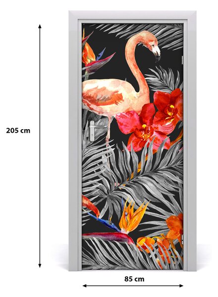 Autocolante pentru usi Flamingos și flori