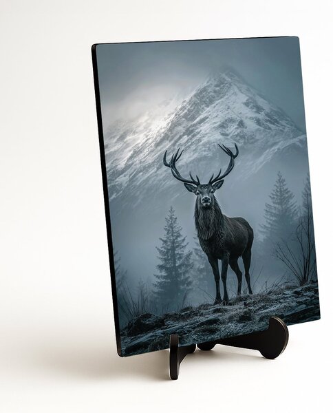 DUBLEZ | Tablou decorativ - Cerb și munți | Imprimare UV premium