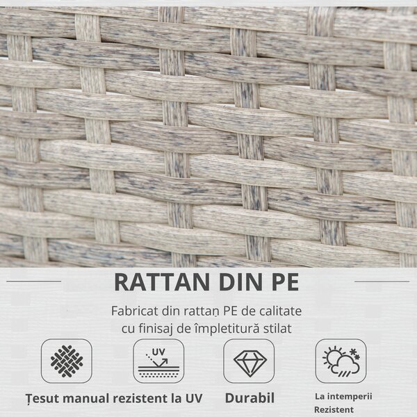 Salon de Gradina Outsunny, Set Canapele cu Masa din Ratan Gri | Aosom Romania