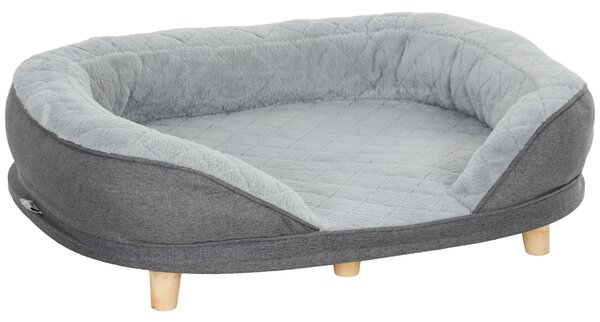 PawHut Canapea pentru Câini cu Pernă, Hușă Detașabilă, Bază Înălțată și Picioare Antiderapante, 90x78x25 cm, Gri | Aosom Romania
