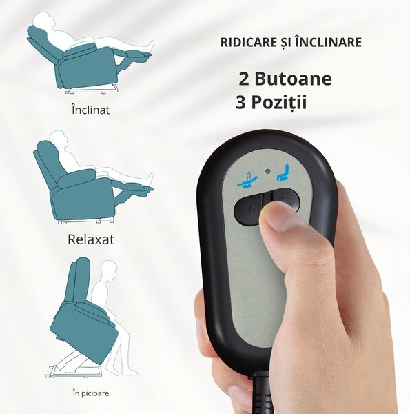 HOMCOM Fotoliu Electric din Material Tip In cu Telecomandă, Suport pentru Picioare și Buzunare, 74x94x111 cm, Albastru | Aosom Romania