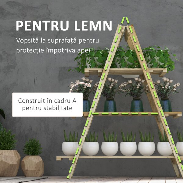 Suport de plante din lemn Outsunny , suport pentru ghivece | Aosom Romania