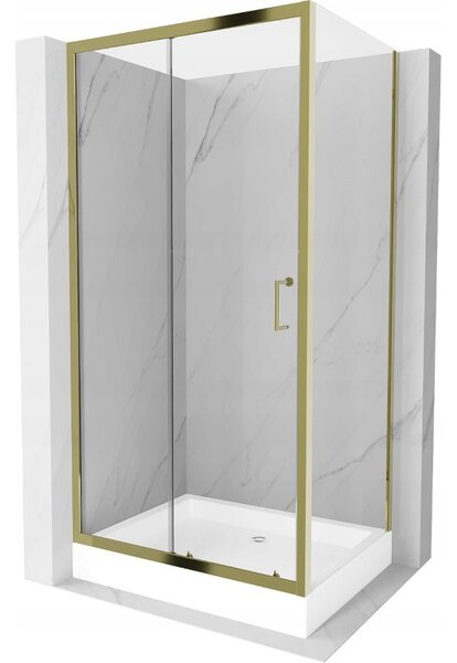 Mexen Apia cabină de duș extensibilă 120 x 90 cm, transparent, Aurie + cadă de duș Rio - 840-120-090-50-00-4510