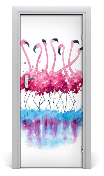 Autocolante pentru usi perete Flamingos