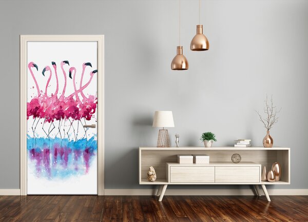 Autocolante pentru usi perete Flamingos