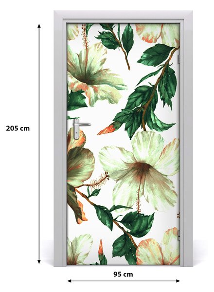 Autocolante pentru usi Furnir adeziv imagini de fundal ușă Hibiscus