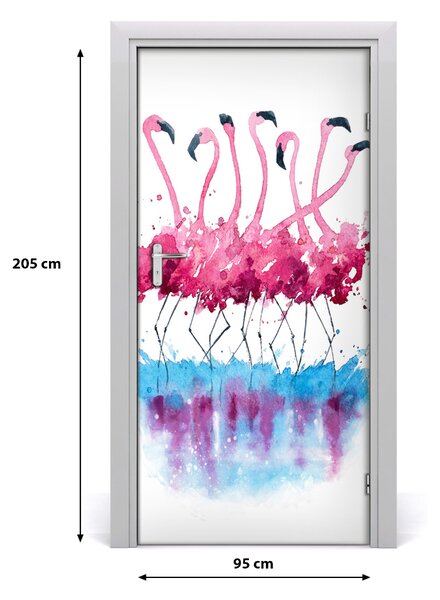 Autocolante pentru usi perete Flamingos