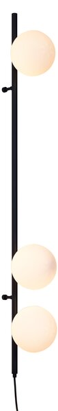 Lampă de perete de design neagră cu sticlă mată cu 3 lumini - Vertical