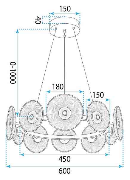 LAMPĂ DE TAVAN SUSPENDATĂ SWE071-CP 60cm GOLD