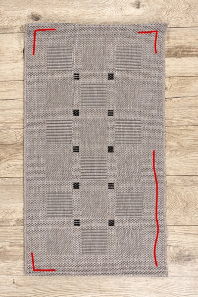 Covor sisal Floorlux 20079 Pătrat argintiu si negru - SECUNDAR-COTATI PRODUSUL
