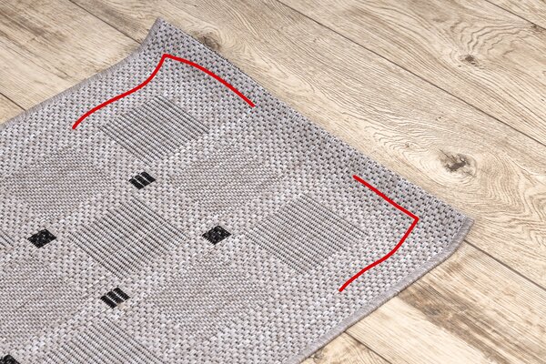 Covor sisal Floorlux 20079 Pătrat argintiu si negru - SECUNDAR-COTATI PRODUSUL