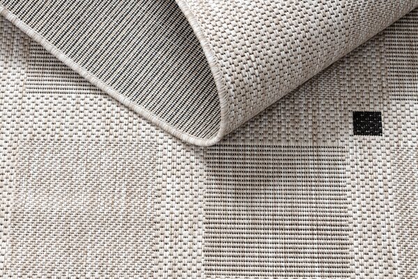 Covor sisal Floorlux 20079 Pătrat argintiu si negru - SECUNDAR-COTATI PRODUSUL
