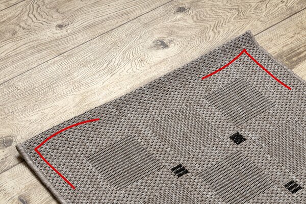Covor sisal Floorlux 20079 Pătrat argintiu si negru - SECUNDAR-COTATI PRODUSUL