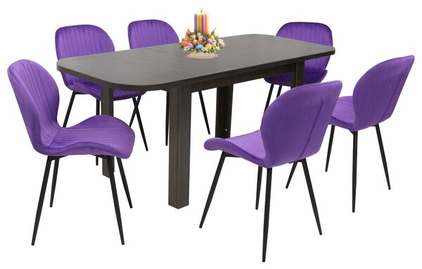 Set masă extensibilă Roma Wenge cu 6 Scaune Opal Mov