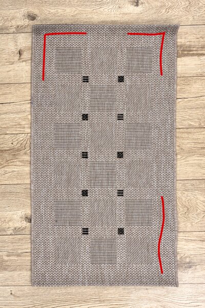 Covor sisal Floorlux 20079 Pătrat argintiu si negru - SECUNDAR-COTATI PRODUSUL