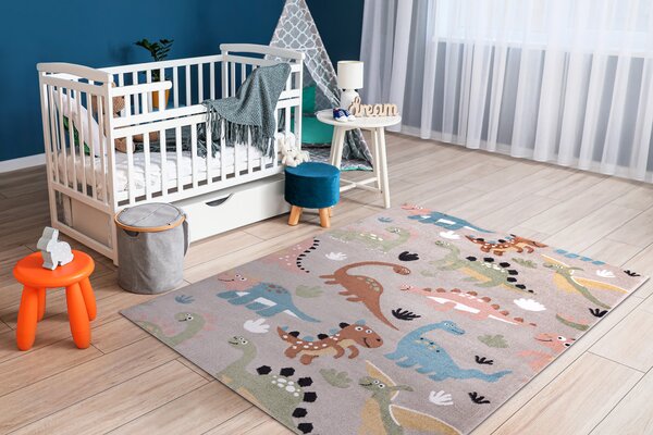 Covor FUN Dino pentru copii, Dinoszauruszok bej - SECUNDAR-COTATI PRODUSUL