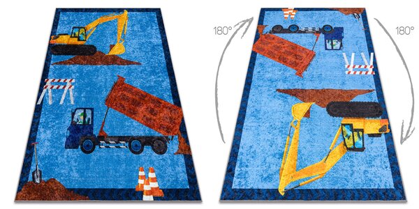 JUNIOR 51827.803 covor lavabil Camion, excavator pentru copii anti-alunecare - albastru - SECUNDAR-COTATI PRODUSUL