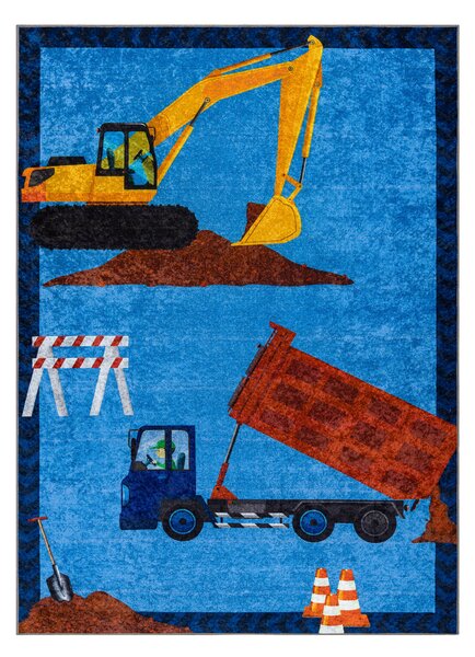 JUNIOR 51827.803 covor lavabil Camion, excavator pentru copii anti-alunecare - albastru - SECUNDAR-COTATI PRODUSUL