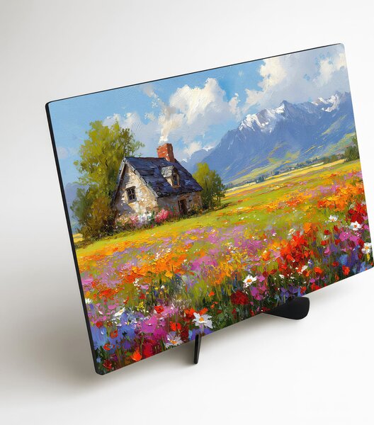 DUBLEZ | Imagine rurală pe perete - Casă lângă poiană | Imprimare UV premium