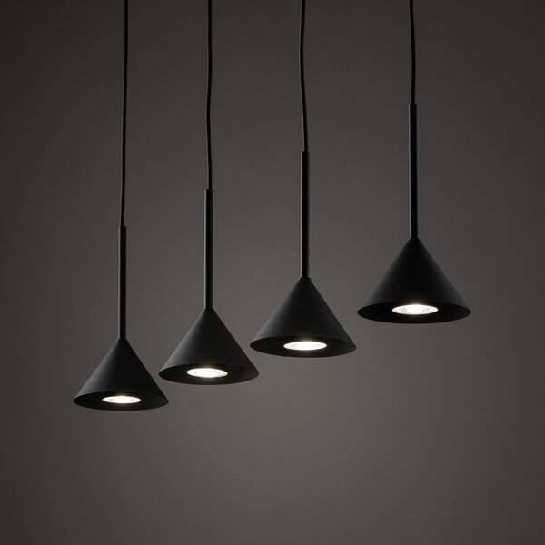 TK Lighting Lampă suspendată Cono Mini, 4 becuri, negru GU10, reglabil, Negru, Camera de zi / sufragerie, Metal, Modern