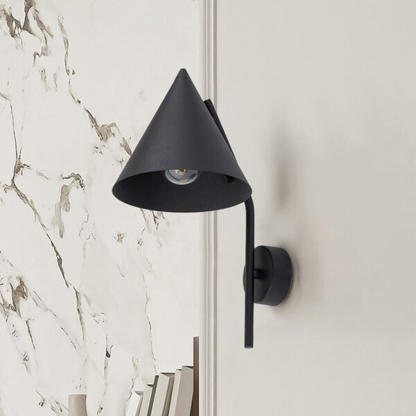 TK Lighting Aplică Cono, 1 bec, negru, E27, reglabil, Negru, Camera de zi / sufragerie, Metal, Modern