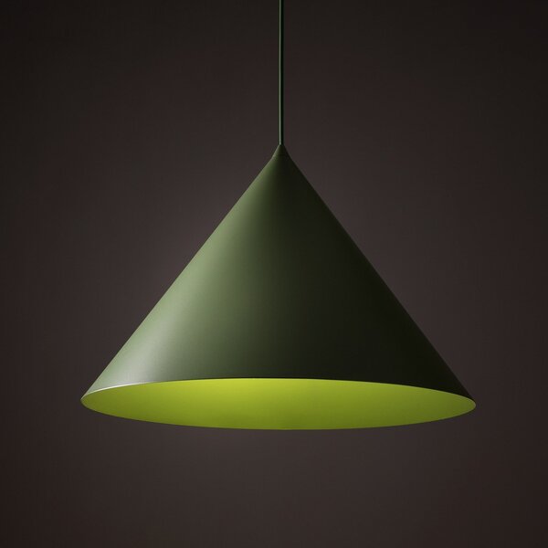 TK Lighting Lampă suspendată Cono, 1 bec, Ø 50 cm, verde, E27, reglabil, Verde, Camera de zi / sufragerie, Metal, Modern