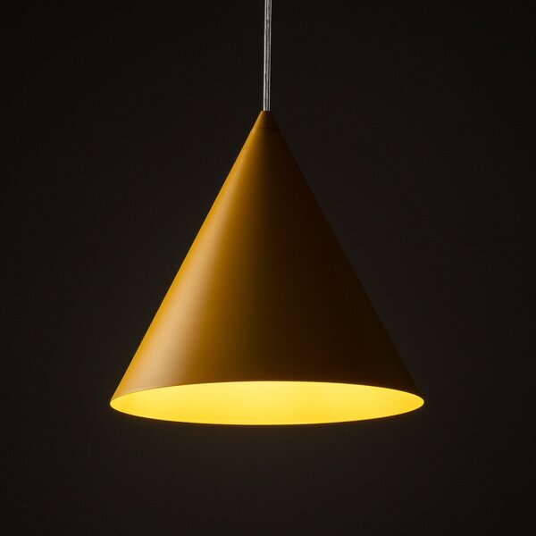TK Lighting Lampa suspendată Cono, 1 bec, Ø 25 cm, galben, E27, reglabil, Galben, Camera de zi / sufragerie, Metal, Modern