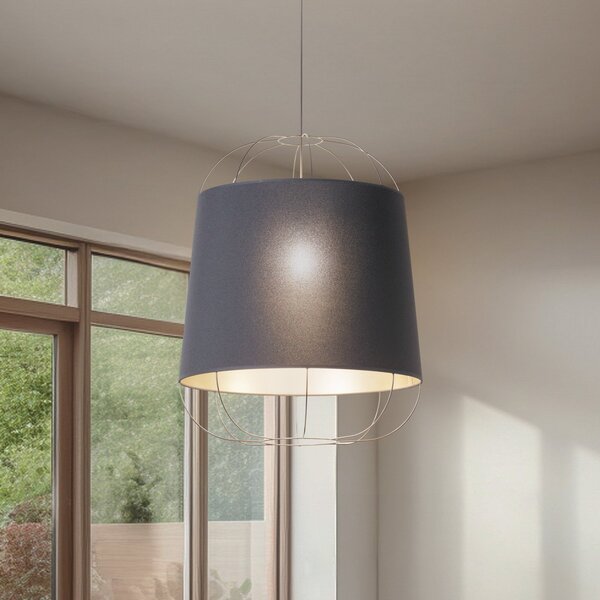 Duolla Lantern Lampă suspendată medie, negru / auriu, țesătură, E27, reglabil, Negru, Camera de zi / sufragerie, Țesătură / Textil