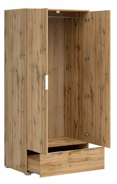 Dulap Tivetra 111, Stejar Wotan, 195x91x57cm, 68 kg, Uși dulap: Cu balamale